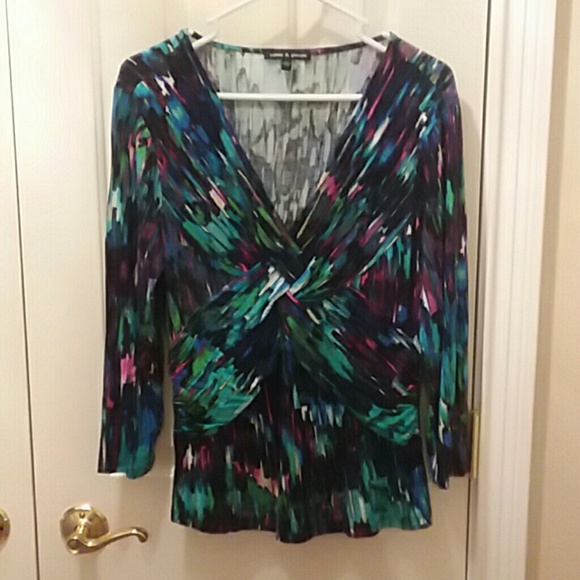 Cable & Gauge Tops - Colorful Cable & Gauge surplice blouse, sz XL